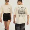 YOURTURN Rome Tee Unisex - T-Shirt Print - Mottled Light Brown -Yourturn Verkoopwinkel 07017d2cd401401ea70ed2bd25c35478
