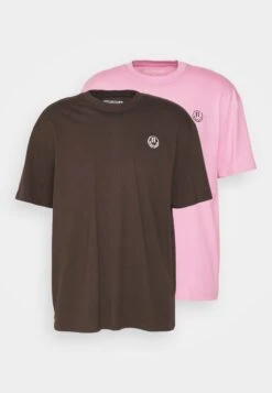YOURTURN Unisex 2 Pack - T-Shirt Print - BrownPink -Yourturn Verkoopwinkel 082ccdc8e8804e22bd05332c3ea33b6f