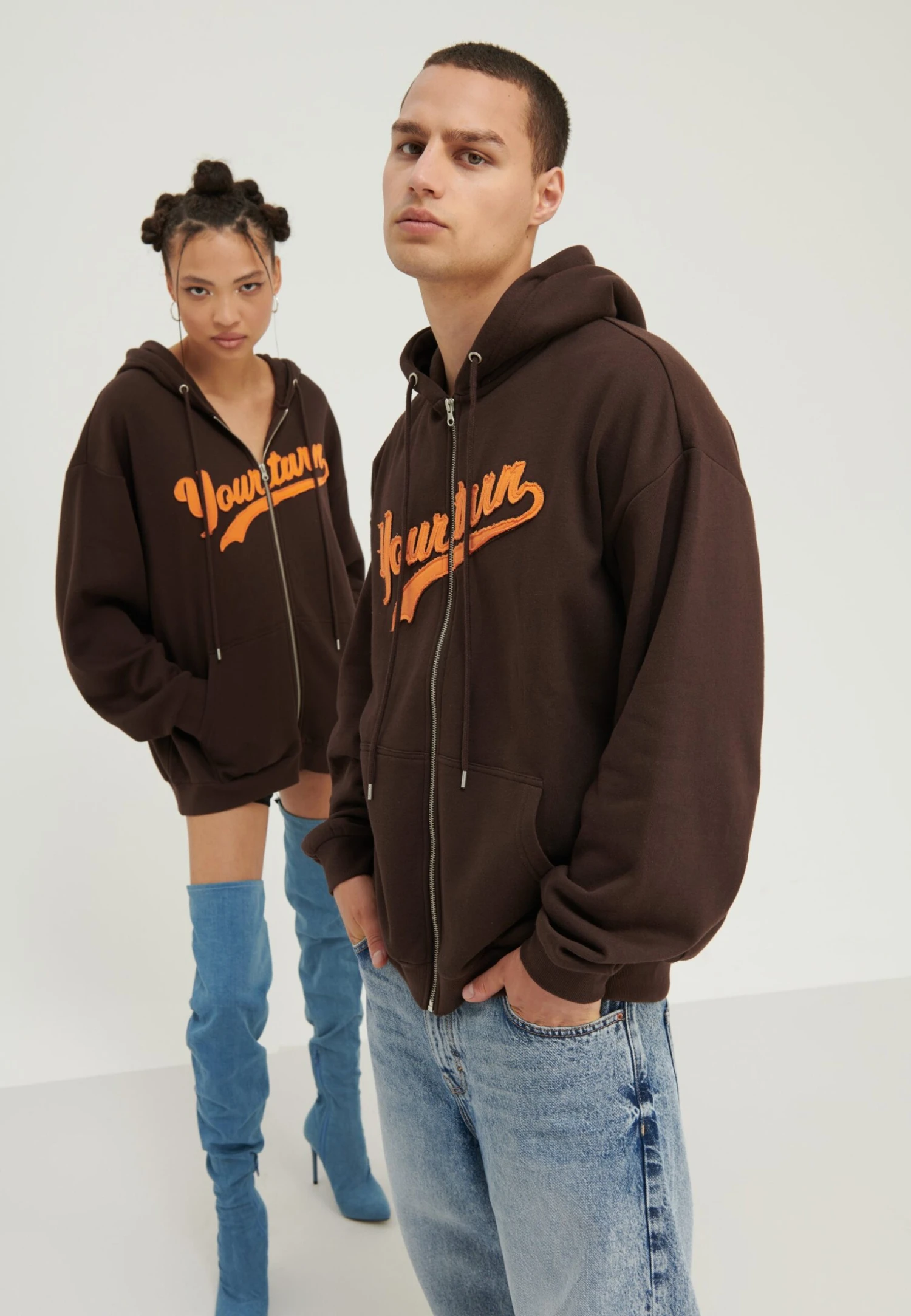 YOURTURN Unisex - Sweater Met Rits - Dark Brown 3 YOURTURN Unisex - Sweater Met Rits - Dark Brown