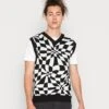 YOURTURN Distorted Check Vest Unisex - Trui - Black/White