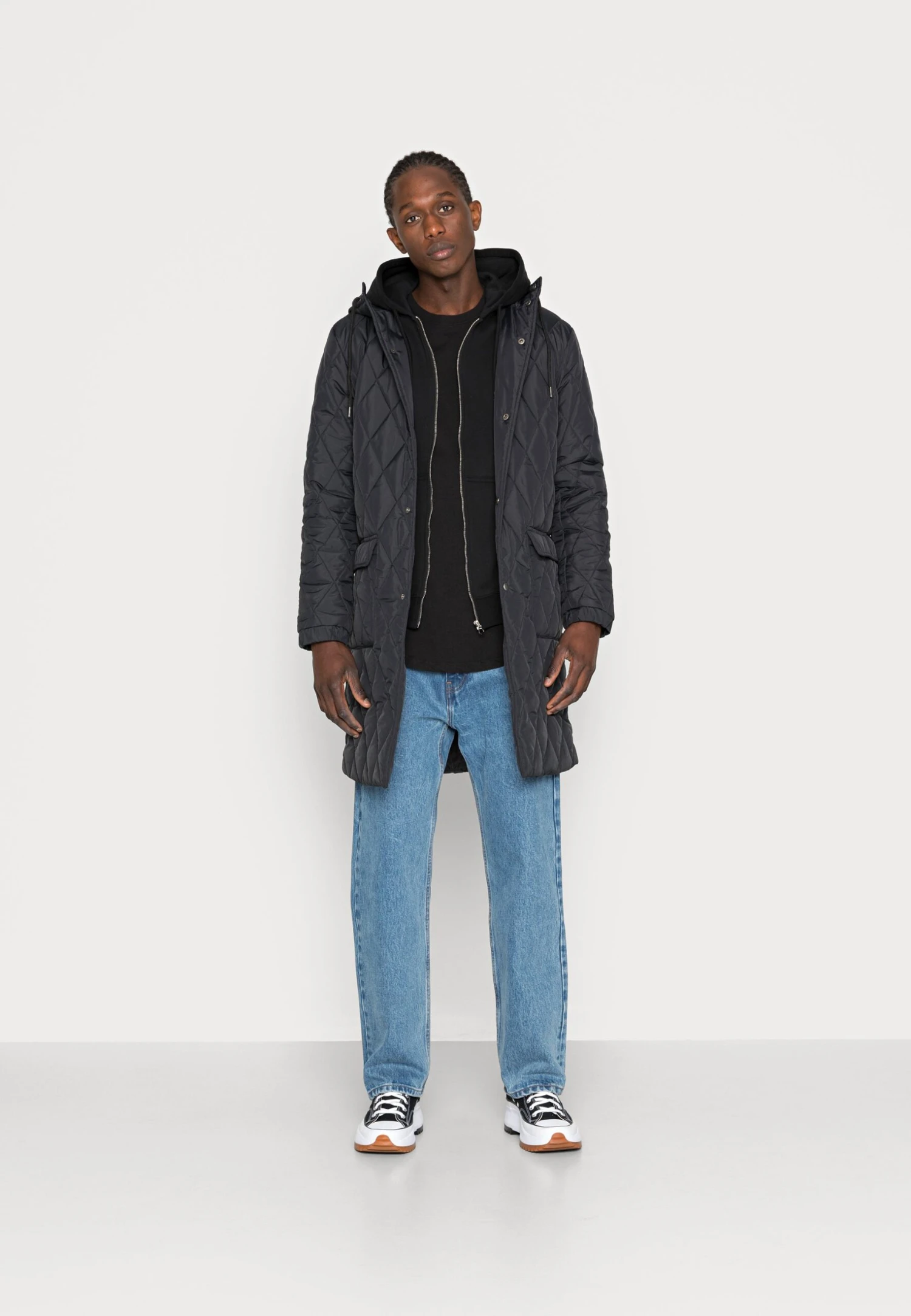 YOURTURN Coat Unisex - Halflange Jas - Black 4 YOURTURN Coat Unisex - Halflange Jas - Black - Afbeelding 2