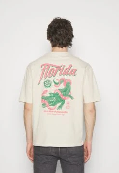 YOURTURN Crocodile Florida Graphic Tee Unisex- T-Shirt Print - Beige