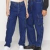 YOURTURN Cargo Denim Wide Leg Unisex - Relaxed Fit Jeans - Rinsed Denim -Yourturn Verkoopwinkel 7457a86341634436808153670f92cb23