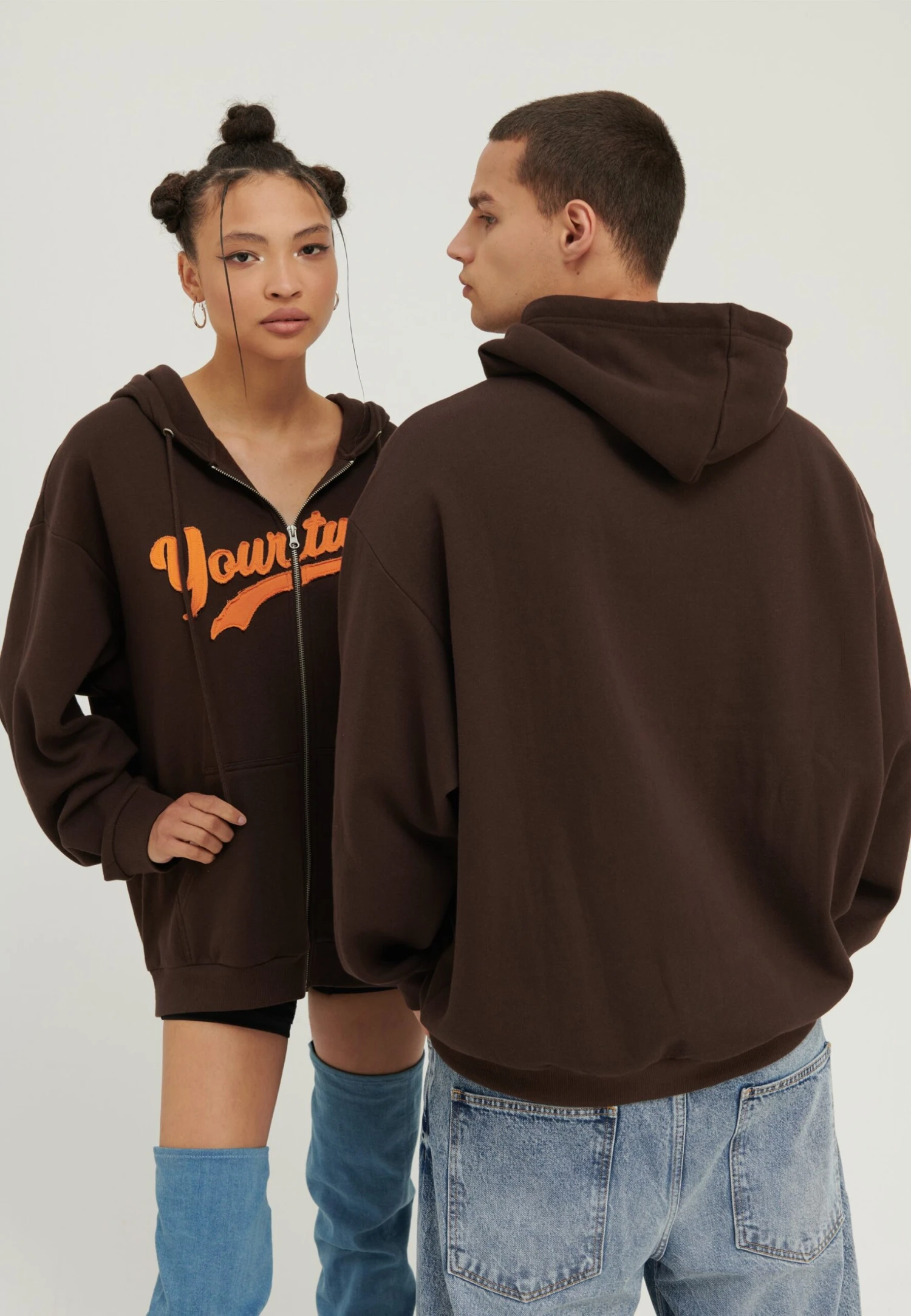 YOURTURN Unisex - Sweater Met Rits - Dark Brown 5 YOURTURN Unisex - Sweater Met Rits - Dark Brown - Afbeelding 3